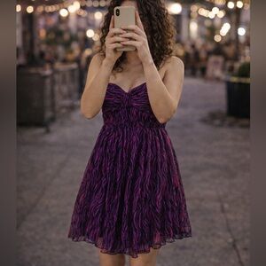 Express 100% silk lining Purple Black Strapless Vintage Y2K Dress Fairy Whimsy